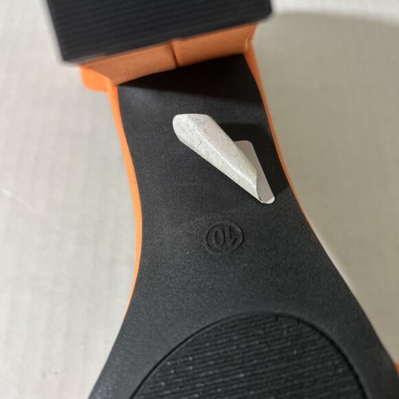 Womens Size 10 Shoes Orange Satin Style Strappy Sandals Block Heel Fall Autumn - Picture 8 of 12